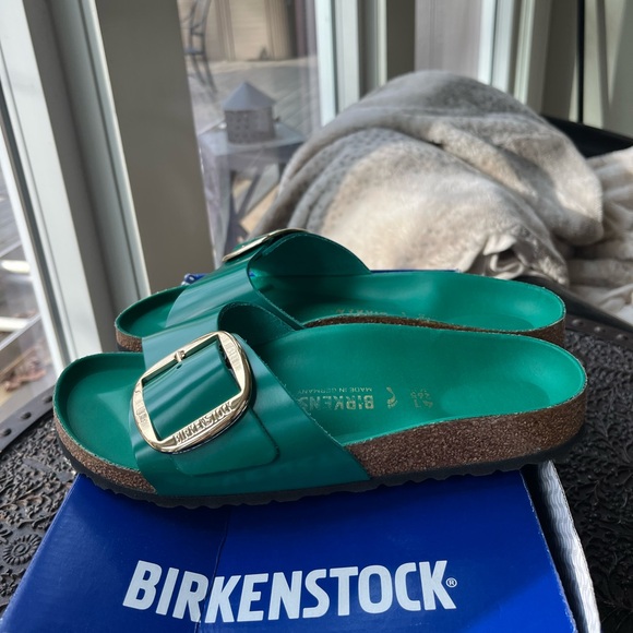 BIRKENSTOCK MADRID BIG BUCKLE SANDALS HIGH SHINE DIGITAL GREEN 41 EU 10 US - Picture 5 of 10